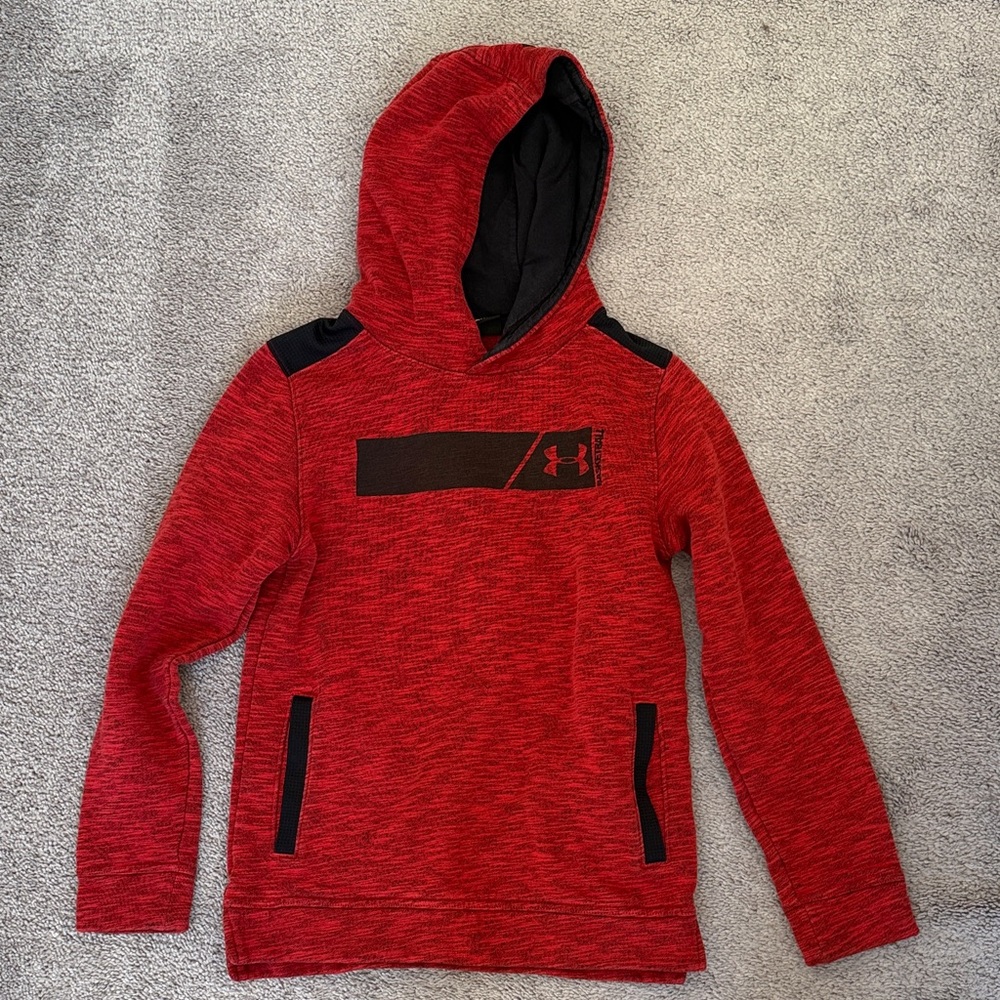 Under Armour Red Hooded Pullover with Black Accents